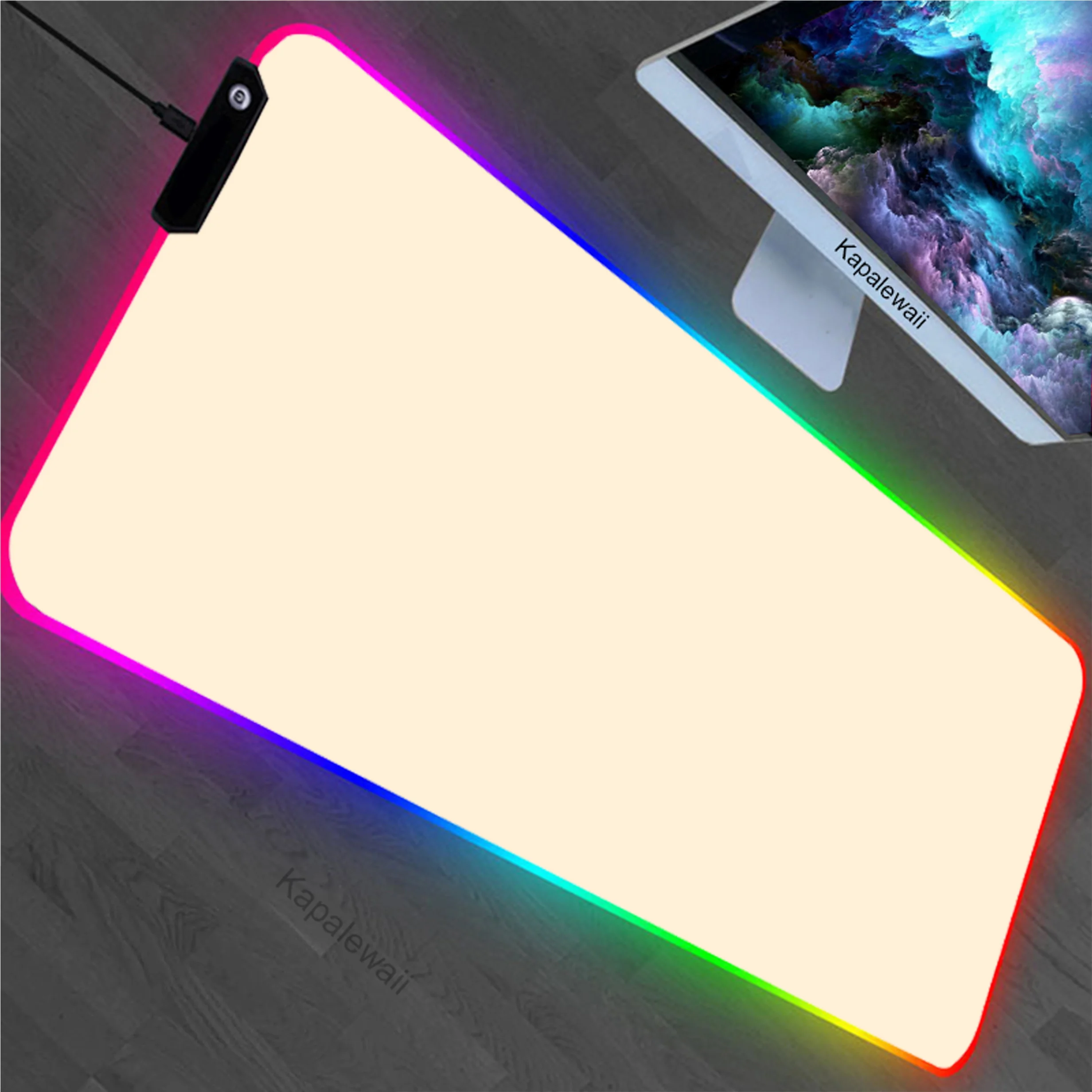 Pure Color Wathet RGB Gaming Mouse Pad LED Large Gamer Mousepad Computer Desk Mat XXL Notebook Mouse Mat Rubber Keyboard Pads