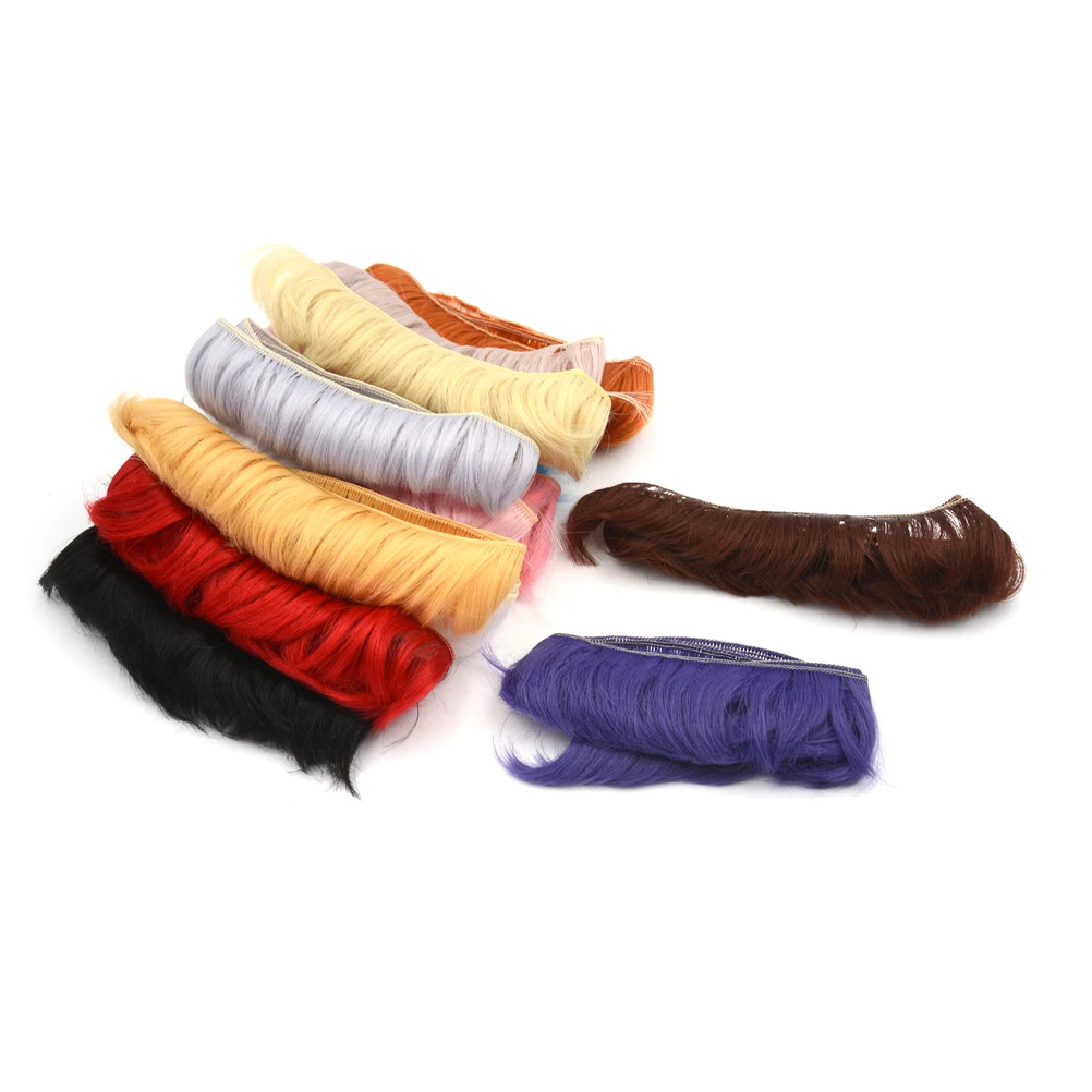 5x100cm najnowsza lalka krótkie kręcone frędzle z frędzlami naturalna brązowa czarne w kolorze khaki peruka dla 1/3 1/4 peruka dla lalki BJD