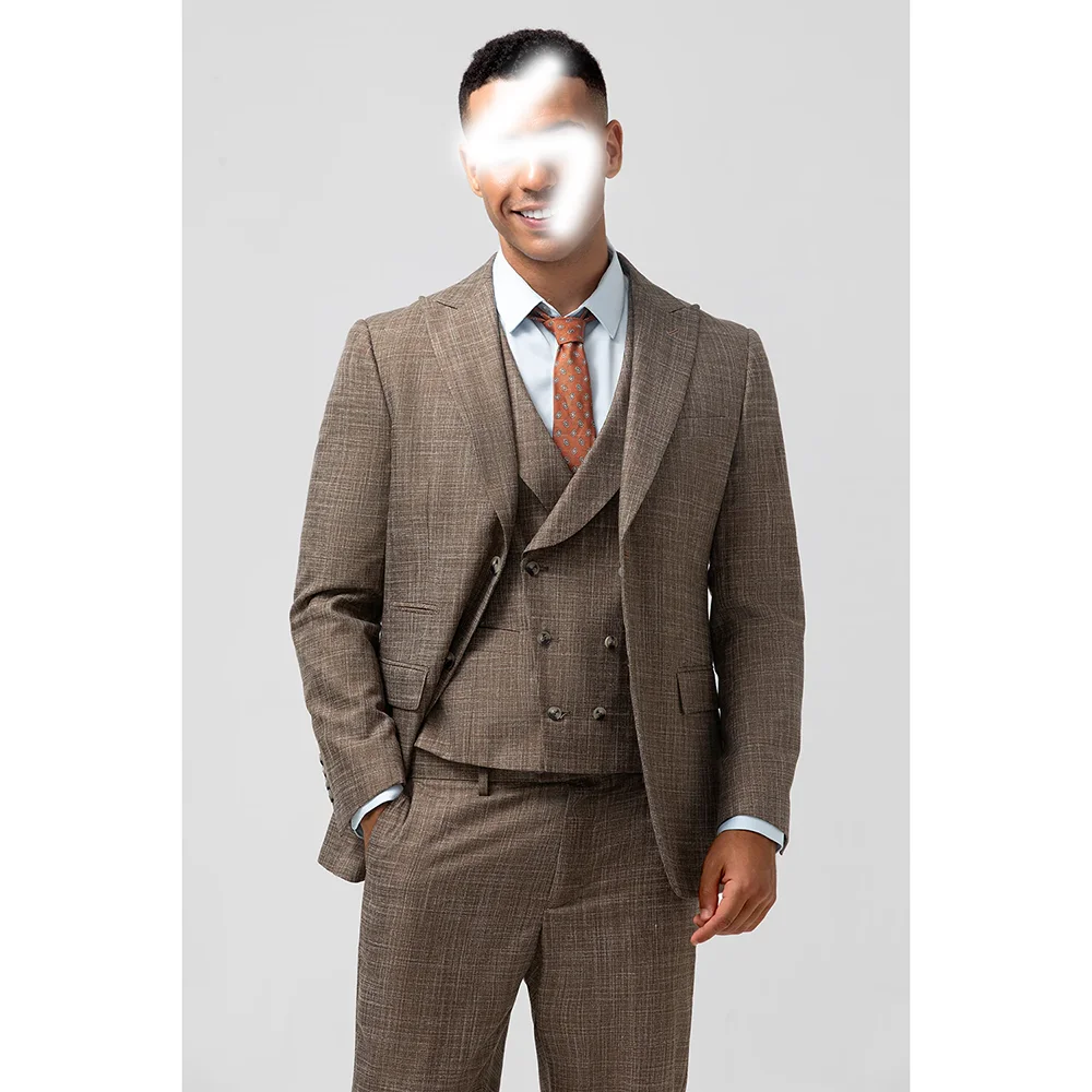 

Brown Single Breasted Men Suit 3-pieces (Blazer+Pants+Vest) Slim Sets Prom Wedding Formal Office Party Sets Customized