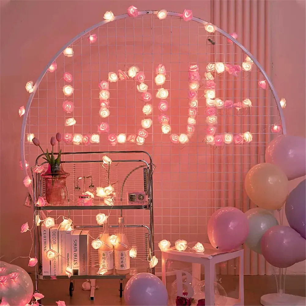 

Гирлянда-роза на батарейках, 3 м, 20 светодиодов, для декора на День святого Валентина, свадьбу, вечеринку