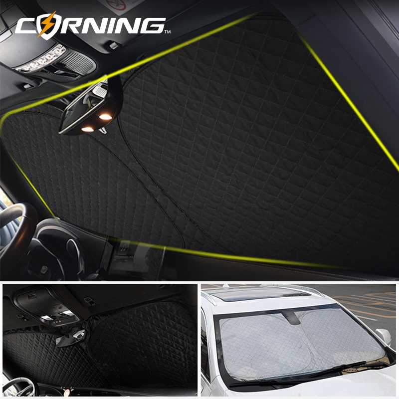 Universal Car Front Windshield Cover Two-in-one Detachable Thickened Half Covers Auto Sunshade Snow Ice Protection Winter Summer