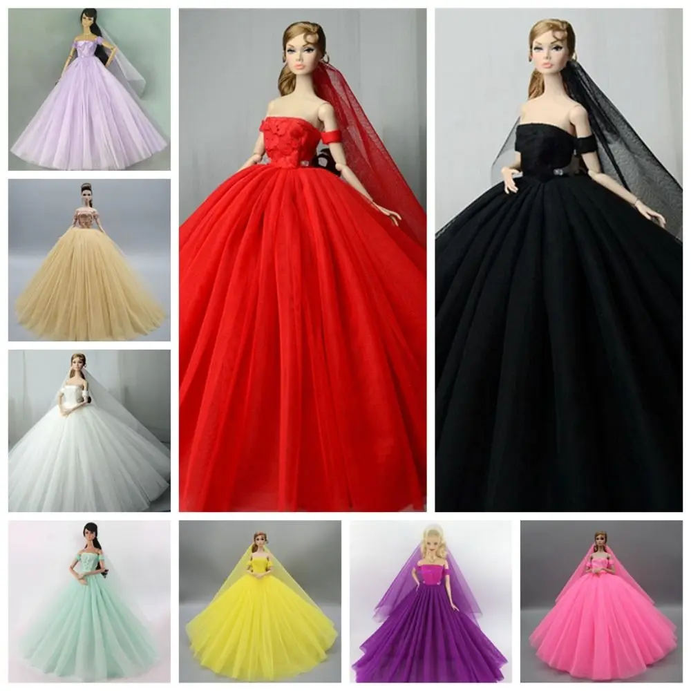 

Elegant Lady Doll Wedding Dress Princess Skirt Handmade Doll Dress Costume With Veil Dream Wedding BJD Doll Clothes MH CD FR SD