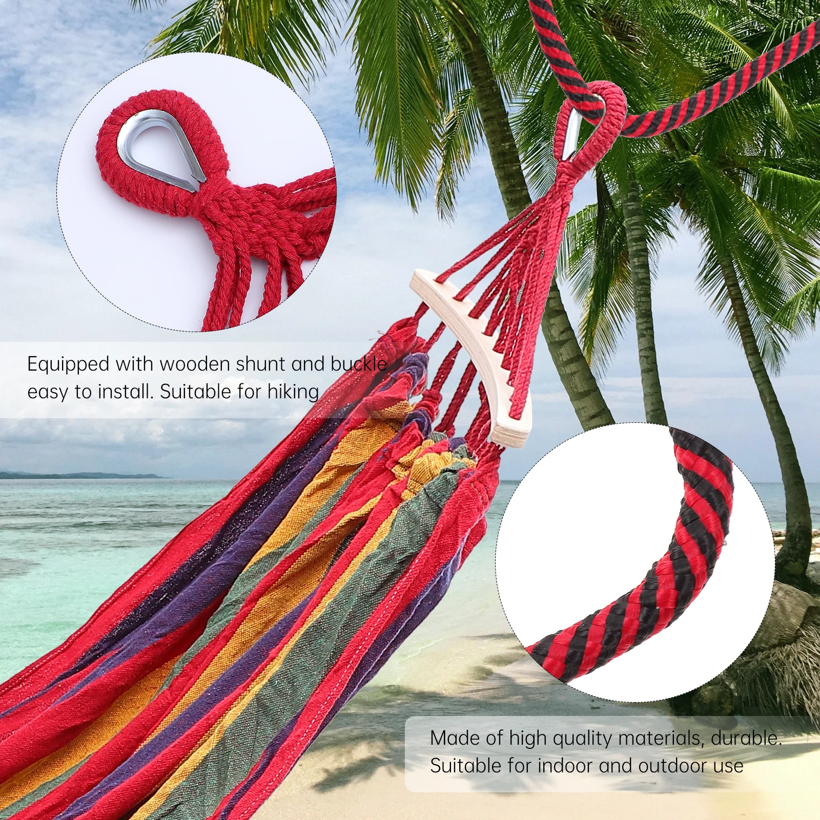 

Outdoor Canvas Rod Single Garden Camping Travel Travel Garden Striped Canvas Hammock Hammock Swing Portable Durable