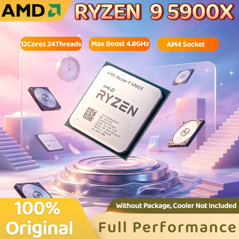 

Tray AMD Ryzen 9 5900X Processor 12 Core 24 Thread 3.7GHz Up to 4.8GHz 7nm AM4 Cache 105W TDP Desktop CPU for Gaming Streaming