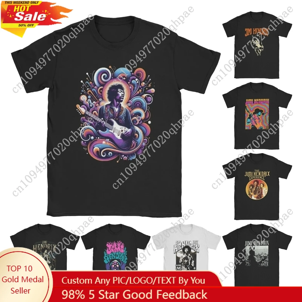 

Jimi Men T Shirts Hendrixs Psychedelic Strings Hip Hop Rock Guitar Singer Vintage Tee Short Sleeve Crewneck T-Shirt Cotton Adult
