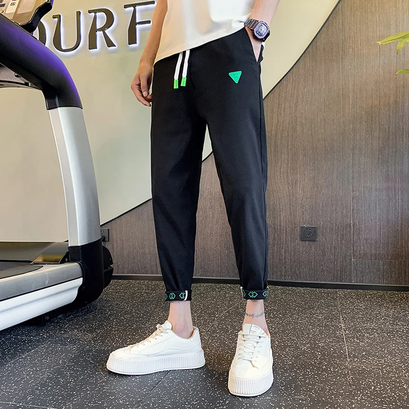 

Slim Fit Casual Pants for Men 27 Size Cuffed Nine-Piece Small Footed Harlan Sle Spring Autumn Youth Faion Straight Tube