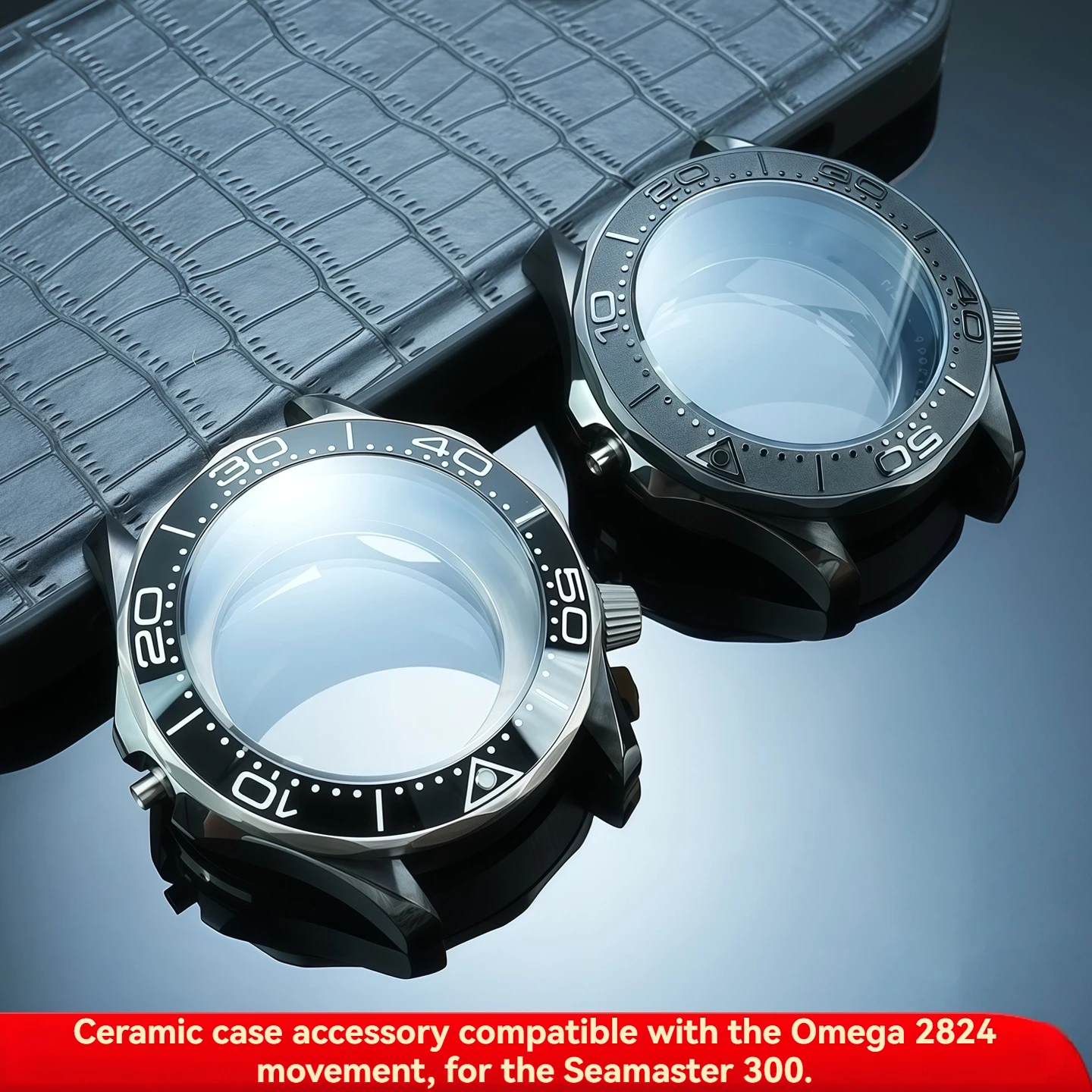 Suitable for Omega Seahorse 300 case watch accessories stainless steel 2824 movement ceramic shell replacement accessories 43mm