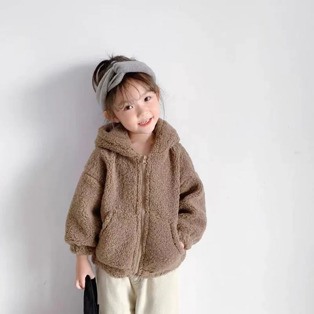 2024 winter new 0-3 years old baby cotton-padded jacket winter cashmere warm bear hooded jacket cotton jacket