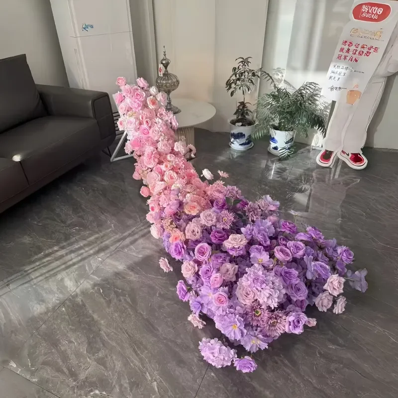 2. Custom Artificial Flower Row Runner for Wedding Table Backdrop Decor Various Colors Available Silk Floral Decor
