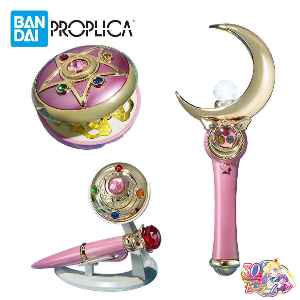 Em estoque! Conjunto de transformação original BANDAI PROPLICA Sailor Moon Moon Stick - broche, caneta, figura de estrela de cristal e brinquedo modelo