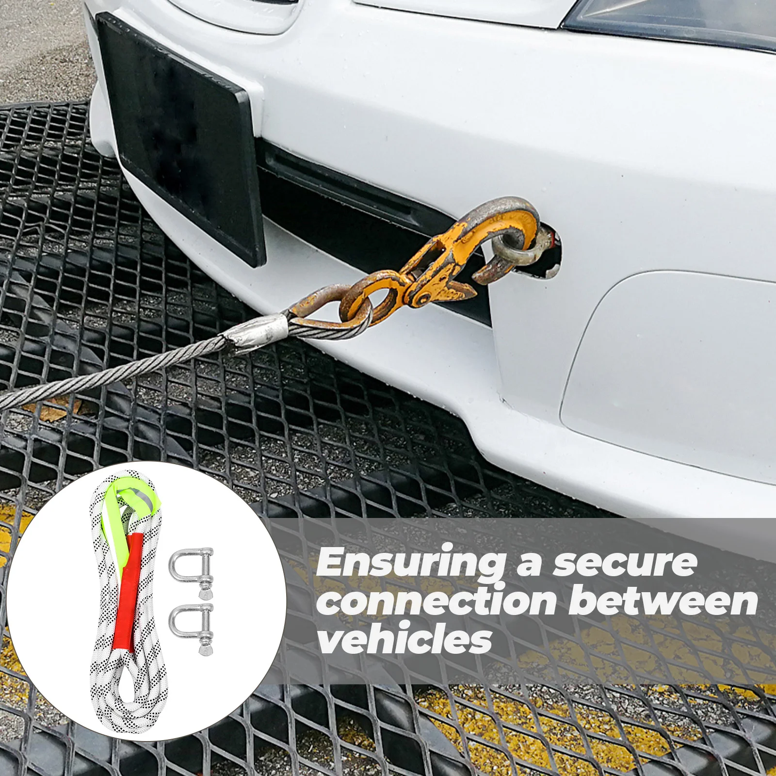 

Car Tow Rope Heavy-Duty Thickened Buckle Outdoor Emergency Tow Strap Wear Resistant Towing Rope for Vehicles Towing Strap
