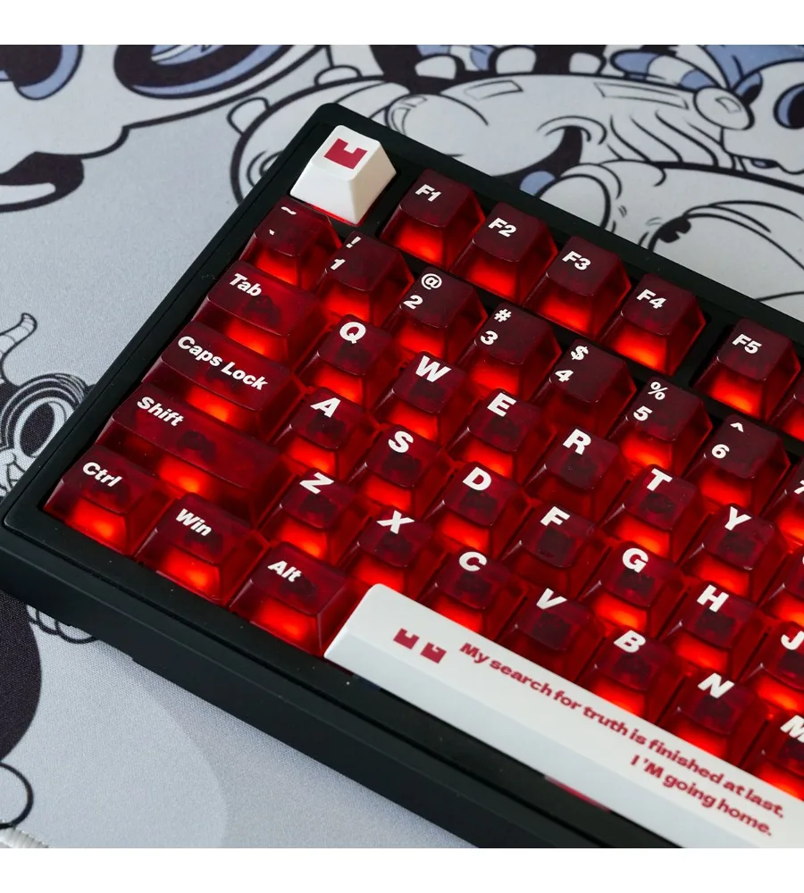 

White five-sided fog-transparent PC keycaps a full set of pad printing the original factory is suitable for wooting
