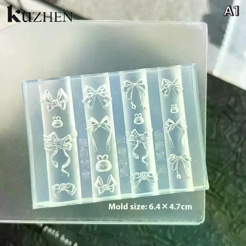 الكرتون الأرنب القوس مسمار قالب من السيليكون مسمار الفن قالب ختم الإغاثة مسمار الديكور اكسسوارات مسمار الفن العفن DIY أدوات مانيكير