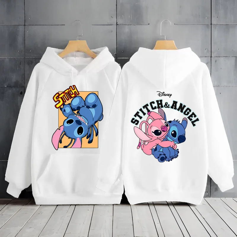 Hoodies Disney Lilo & Stitch para mulheres, moletons Kawaii, com capuz Harajuku, manga comprida, casual, Y2K, outono inverno