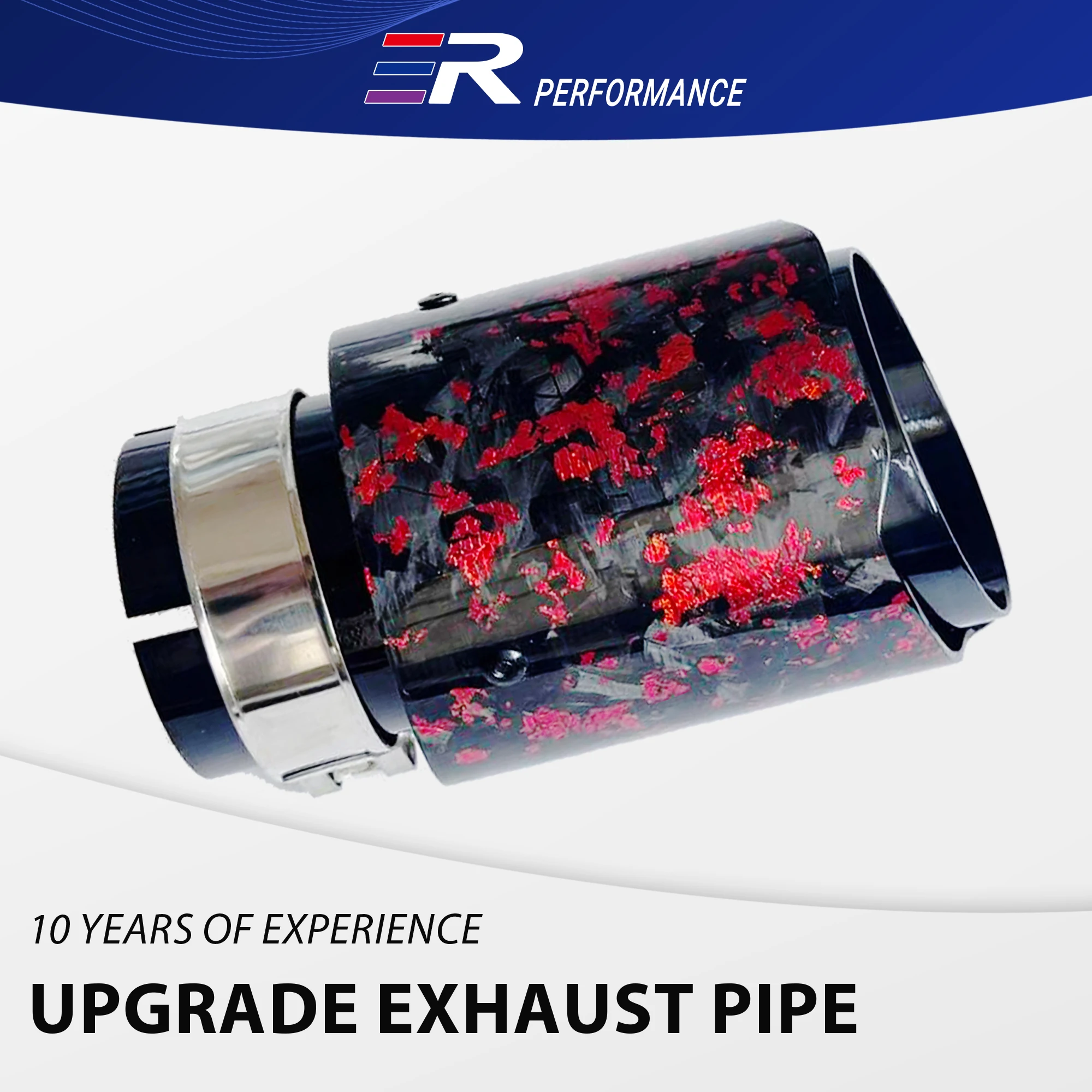 1Pc Cars Accessories Red Foil Carbon Fiber 89mm Stainless Steel Muffler Tip Exhaust Tip System Pipe Universal Exhaust Tip Nozzle