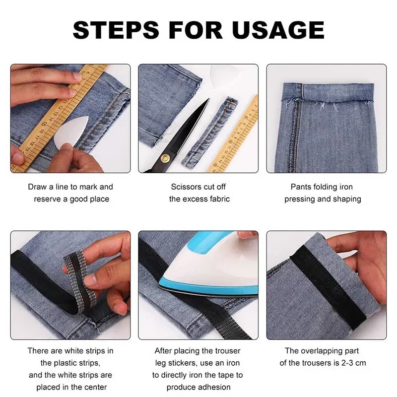 5M Hosenkante verkürzen Paste selbstklebend Hosen Mund Saum aufbügeln Säumenband Jeans Hosen DIY Nähen frei Hosen Stoff Patch