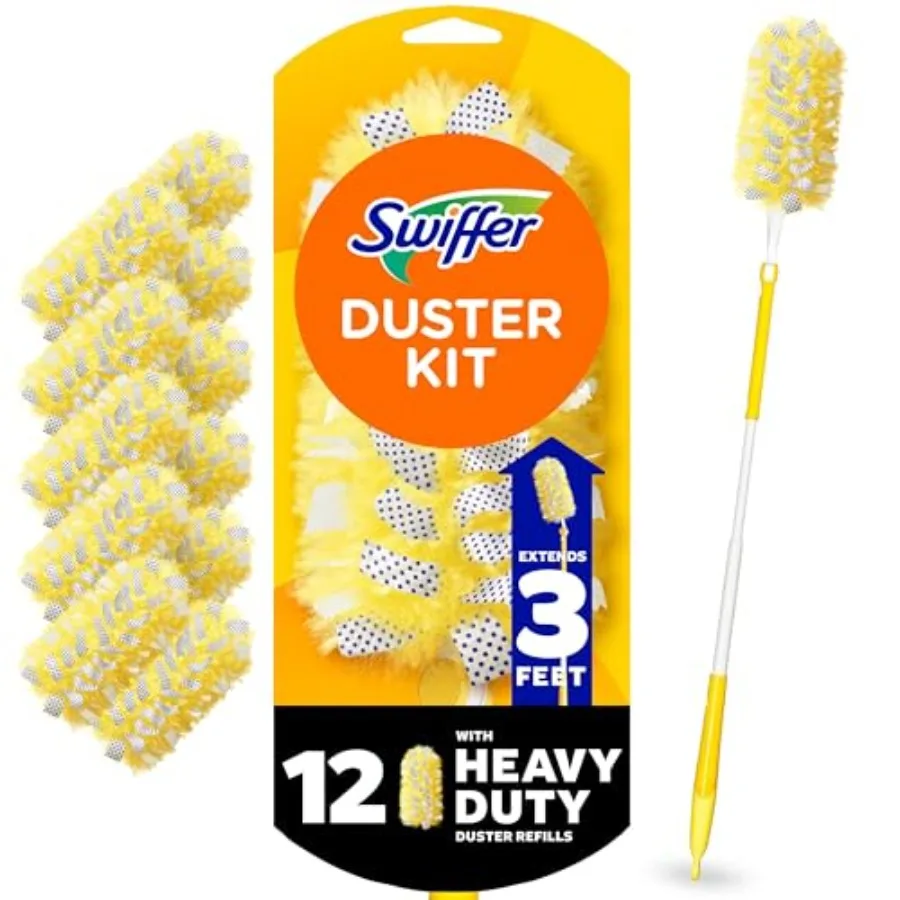 

Duster Kit with 3 ft Extendable Handle, Dusters for Cleaning, Set Includes 1 Extension Pole and 12 Heavy Duty Dusting Refills D