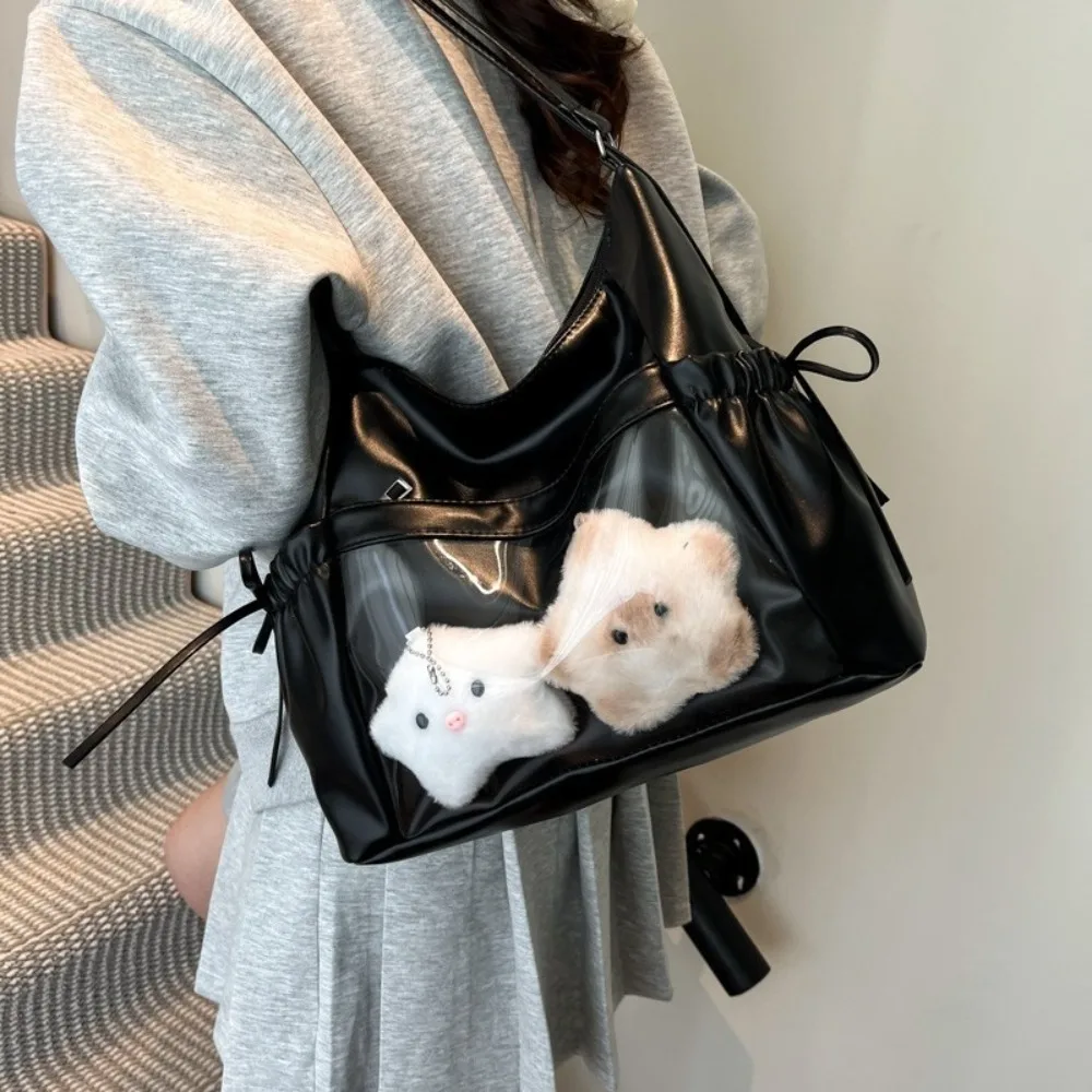 

Portable Korean Style Shoulder Bag Large Capacity PU Leather Women's Bag Solid Color Crossbody Bag