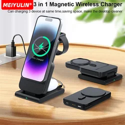 10000mAh Magnetic Power Bank For iWatch 3in1 Wireless Fast Charger Stand External Spare Battery For iPhone Apple Watch Airpods