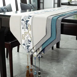 Chinese Style Retro Table Runner Wed Dinner Table Flag Art Home Party Coffee Tea Tabl Cover Decor Textile Embroidery with Tassel