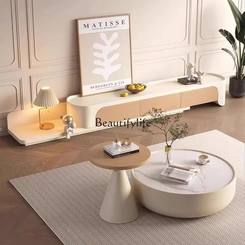 Combinaison de table basse ronde, taille vent crème, nordique, moderne, simple, mode