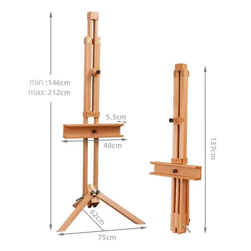 Bview Art Display Wooden Vintage Foldable Wood Floor Easel Artist Painting Display