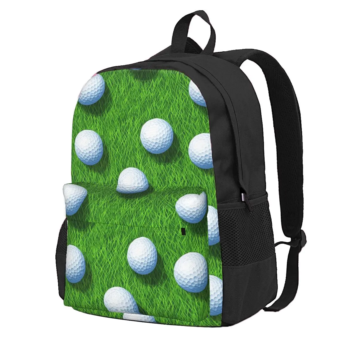 

Golf Ball On Grass Seamless Student Backpack School Bag Hiking Travel Daypack for Boys Girls Fashion Bookbag Shoulder Bags