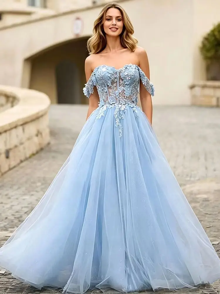 A Line Sequined Tulle Lace Boat Neck Bridesmaid Dresses Elegant Wedding Party Formal Prom Evening Special Occasion Corset