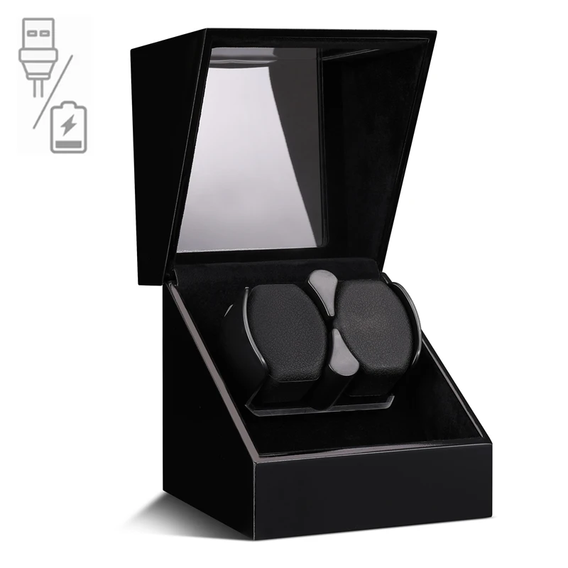 Embers Luxry enkele watchwinder batterij houten shaker horlogedoos automatische opwinder glazen opbergdoos Mabuchi Motro