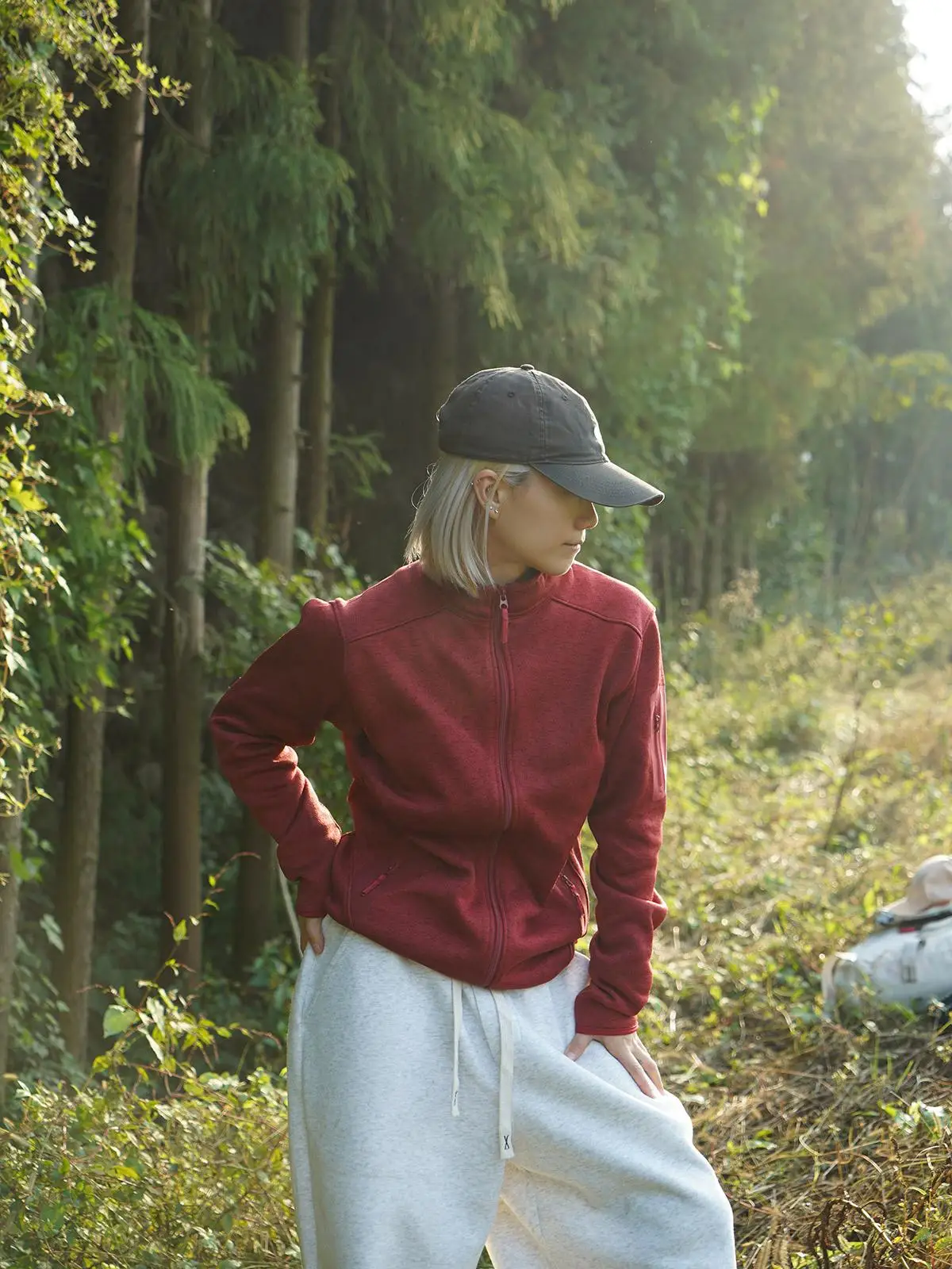 Outdoor Casual Fleece Lined Cotton Jacket Couple Style Stand Collar Warmth Enhanced Inner Vest Composite Fabric Spring Summer