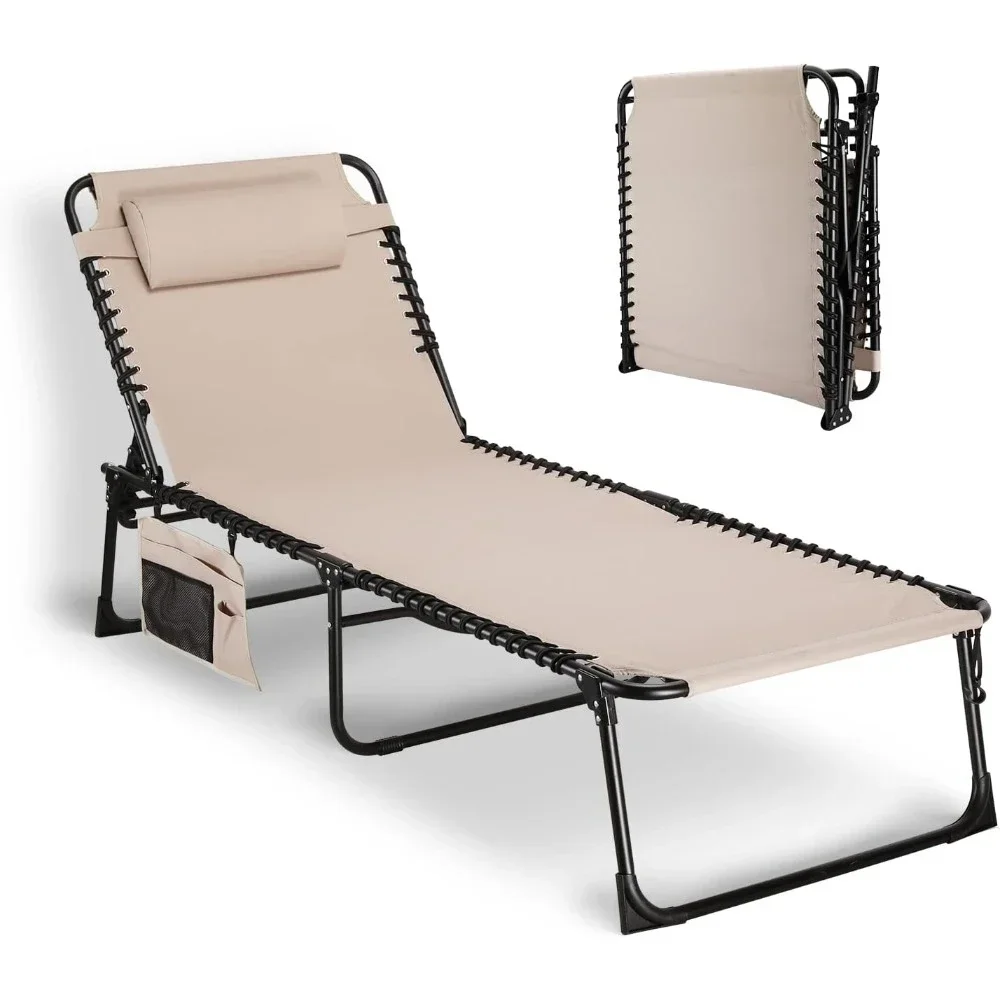 

Oversize Chaise Lounge Outdoor,Heavy Folding Lounge Chair for Outside,Portable Trifold Beach Lounger with 5 Adjustable Positions