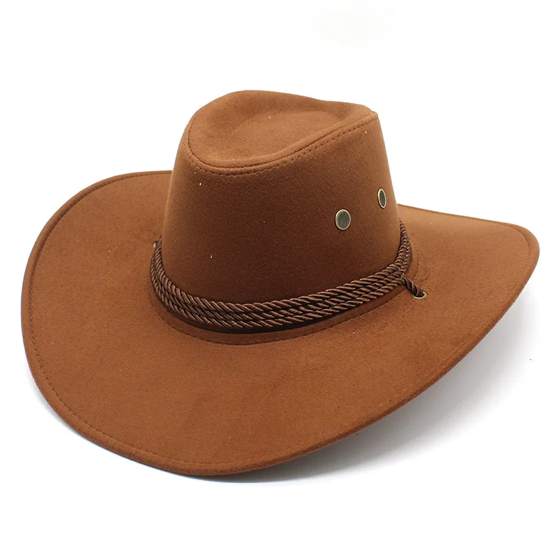 

Cross-border Hot Selling American Western Cowboy Hat Suede Outdoor Hat Men's Riding Hat Big Brim Cowboy Hat