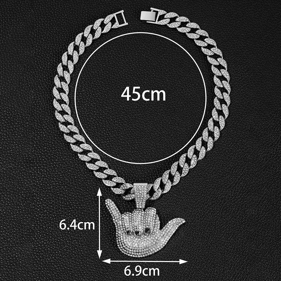 DIY accessories European and American foreign trade sources, hip-hop versatile alloy diamond-encrusted 666 gesture pendant, pers