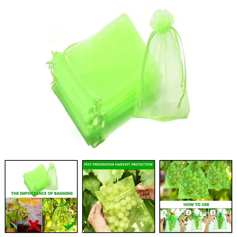 

100 шт. защитная сумка для фруктов 4x6 дюймов, сетчатая сумка на шнурке для зеленых фруктов, 4x6 дюймов, аксессуары для организации хранения на кухне