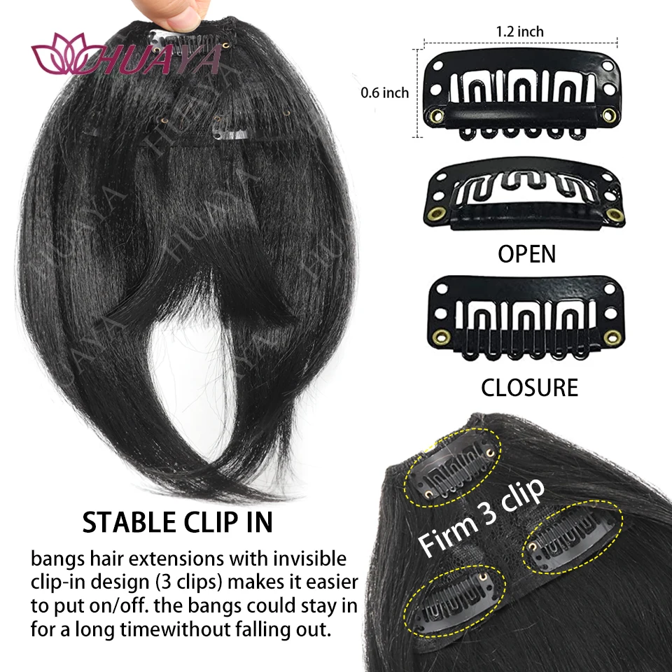 Frangia Fermaglio per capelli in parrucche sintetiche naturali spesse Frangia completa Frangia dritta con aste per accessori per capelli da donna