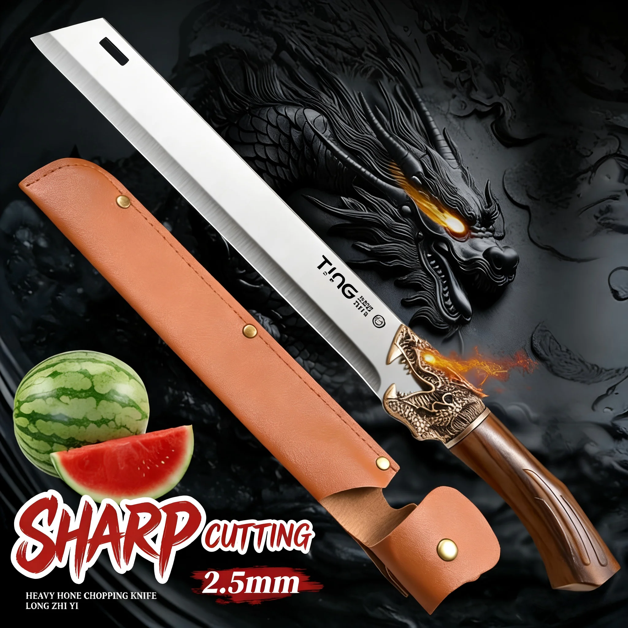 Hochhärte-Wassermelonenmesser mit Drachenkopf-Design und Verlängertem Griff aus Edelstahl für den Haushalt