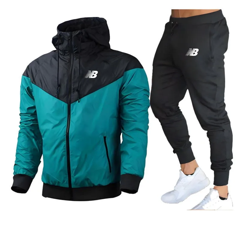 2024 Heren Winter Sport Pak Slim Fit Merk Sportkleding Lange Mouw Hardloopjas, Joggingbroek, Hoge Kwaliteit, 2 Stuks Set