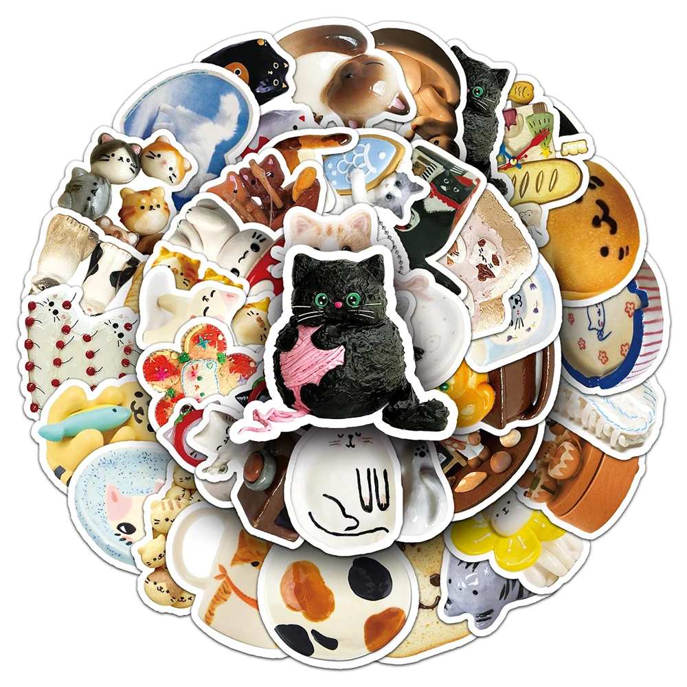 

10/30/50pcs Cute Animal Cat Ins Style Stickers Kawaii Cartoon Kitten Sticker Water Bottle Notebook Phone Creative Graffiti Decal