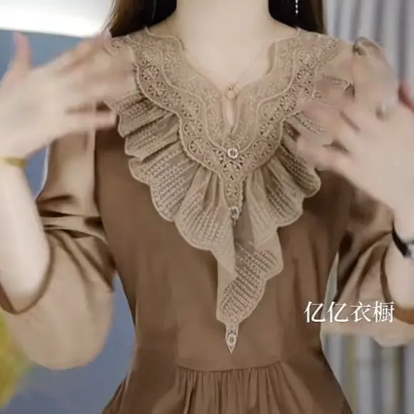 Women\'s 2024 Autumn New High-end Dress High-end Elegant Lace Temperament Fashionable Slimming Dress Slim Fit Casual Dresses