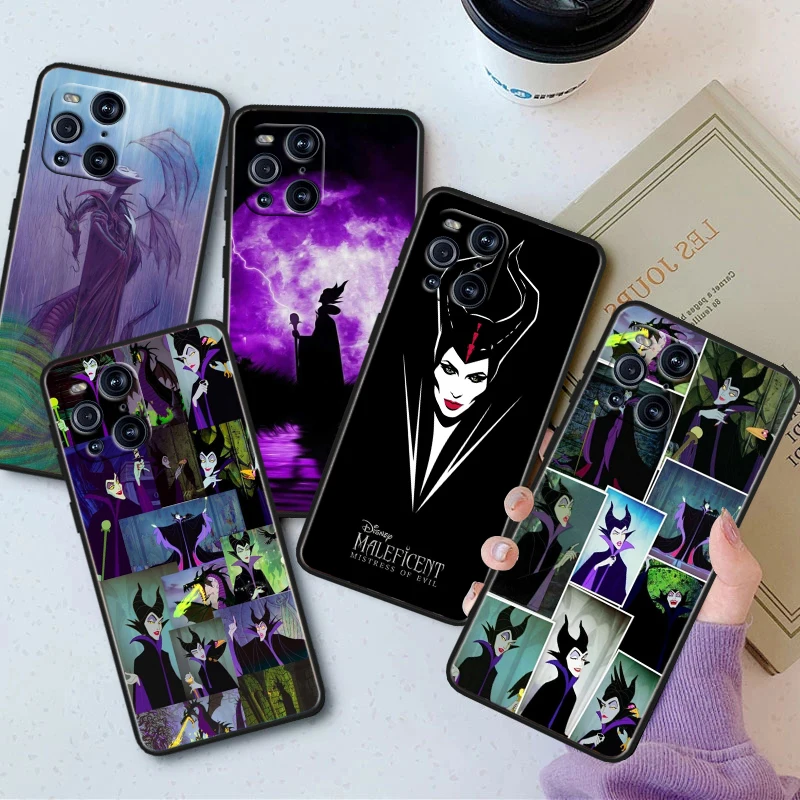 Disney Maleficent Black Phone Case For OPPO Find X2 X3 X5 Reno 5 6 7 8 10 11 Lite Neo Pro Plus 4G 5G Funda Soft Shell Cover Capa