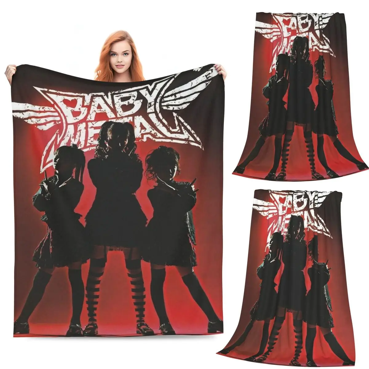 

Babymetal Combination Blankets Fleece Sofa Throw Blanket Warm for Home Bedroom Office Throws Bedspread Quilt