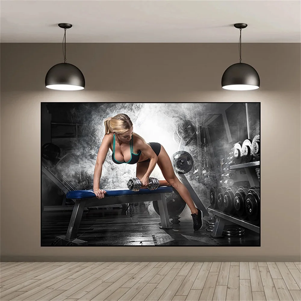 Sexy Bodybuilding Girl Fitness Sports Poster Prints Gym Motivational Canvas Painting Wall Art Pictures Gym Room Home Decor