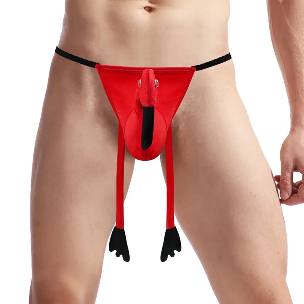 Herren-Sexy-Unterwäsche mit niedriger Taille, niedlicher roter Kranich-String, Tanga, T-Hose, Herren-Intimunterwäsche, lustige Herren-Unterhose