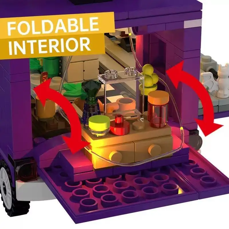 Halloween toy living room decorations, DIY house horror car food truck model assembly, children's building blocks holiday gifts