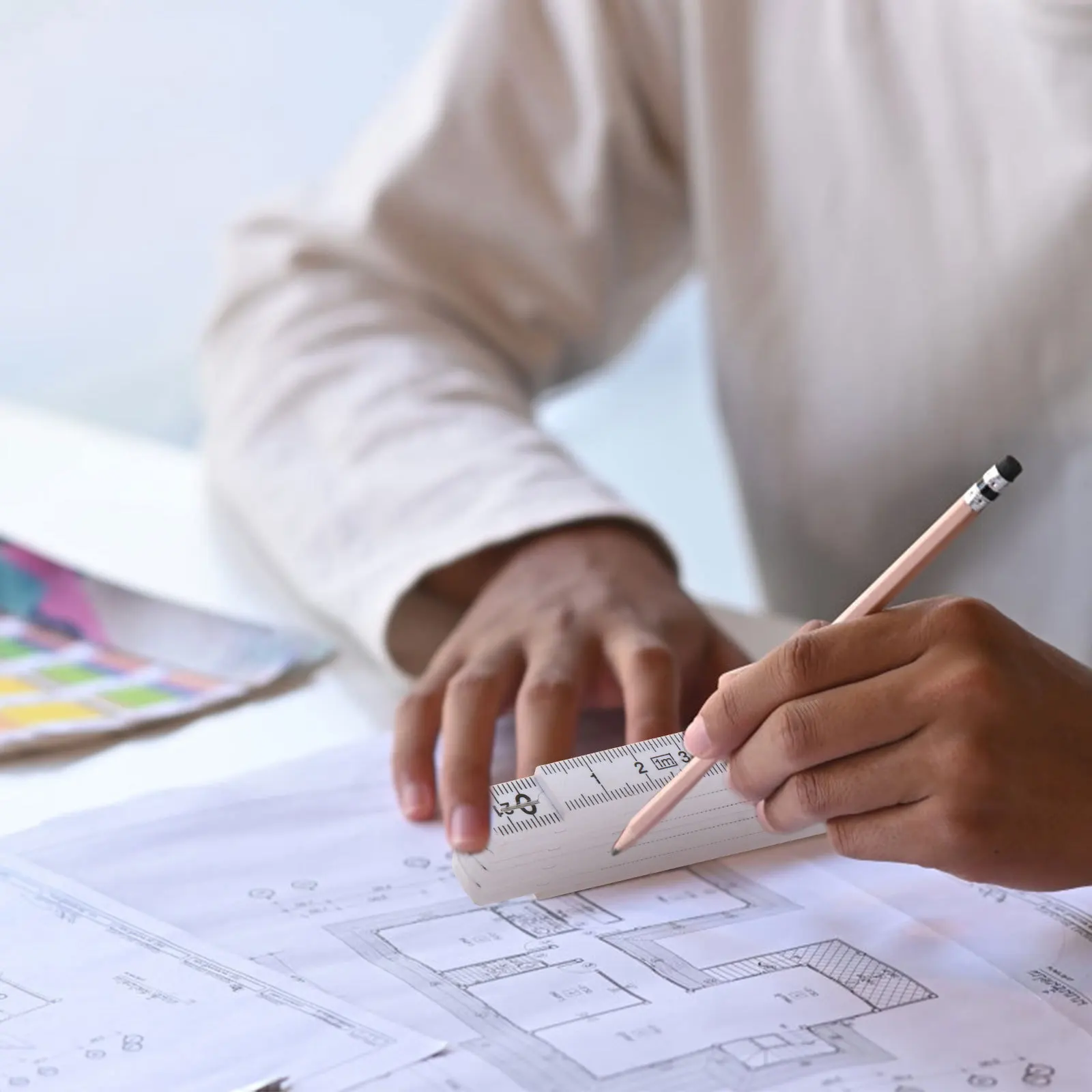 5 pcs Folding Ruler 1M Dual Scale Metric Imperial Abs Lightweight Measuring Tool For Diy Carpenter Garden Household Instrument