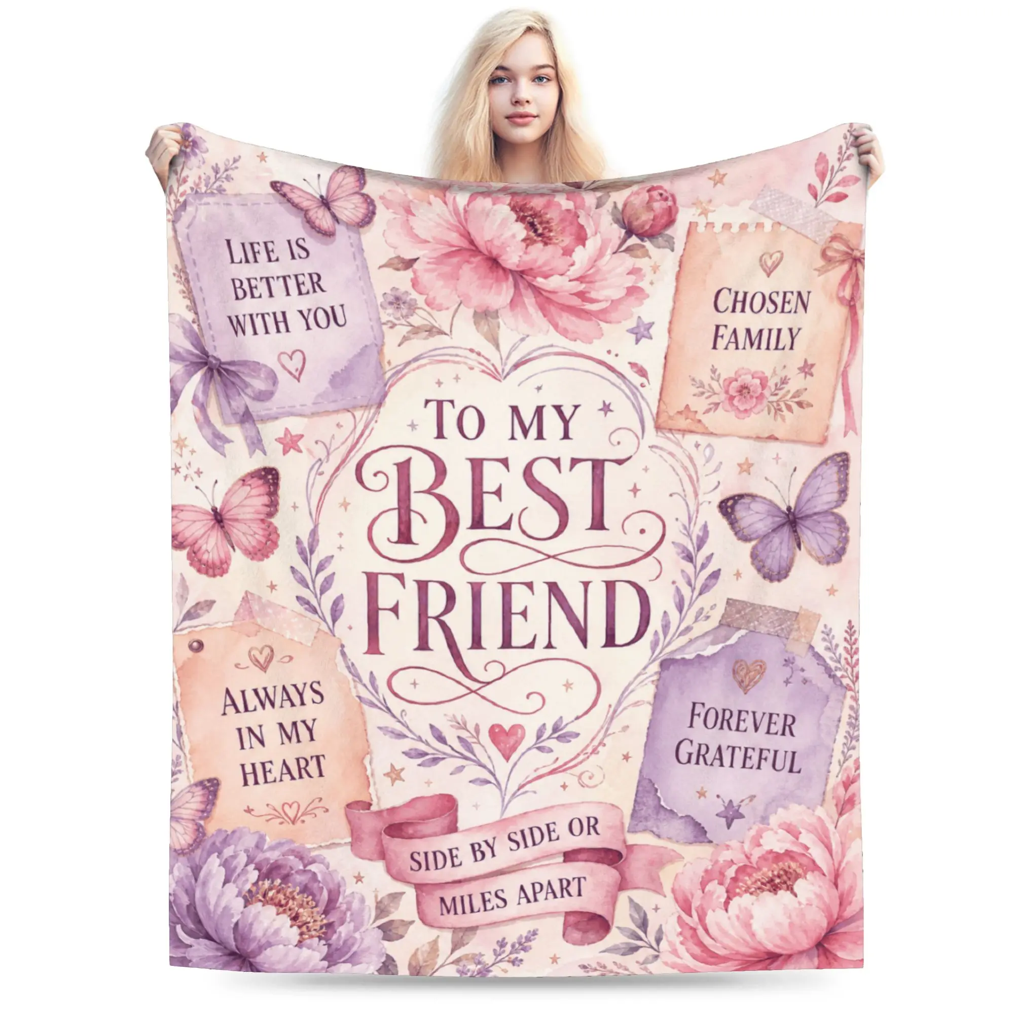 Best Friend Gift for Women Floral Friendship Blanket Birthday Gifts for Bestie Throw Blanket Farewell Present For Besties Woman