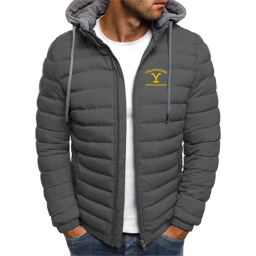 Yellowstone Dutton Ranch 2024 Men's New Stly Autumn Winter Seven Colour Hooded Jacket Solid Color Exquisite Warm Hooded Coat