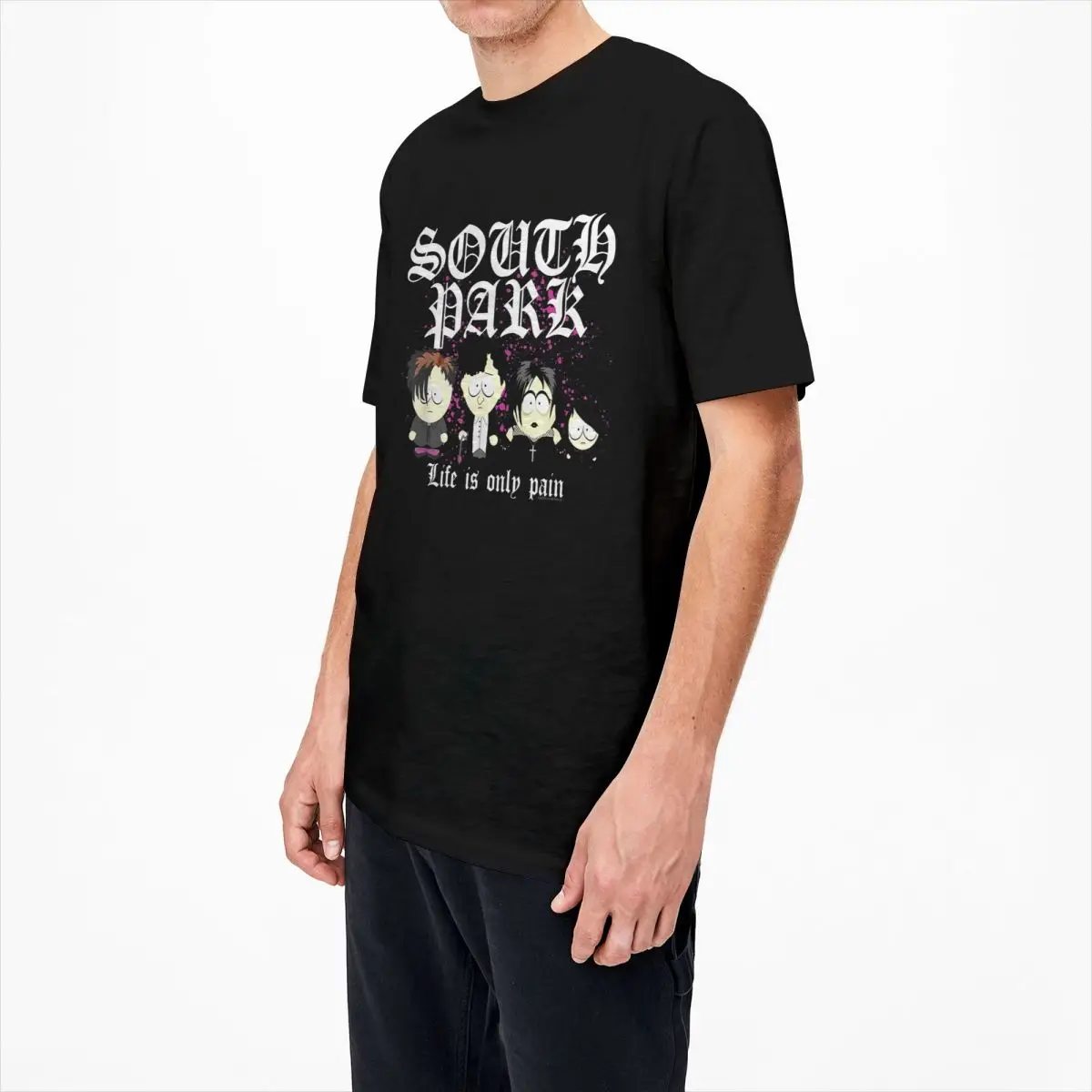 Uomo Donna T-shirt Southpark Goth Kids Life Is Only Pain Stuff Umorismo 100% cotone Manica corta T-shirt Girocollo Top Taglie forti