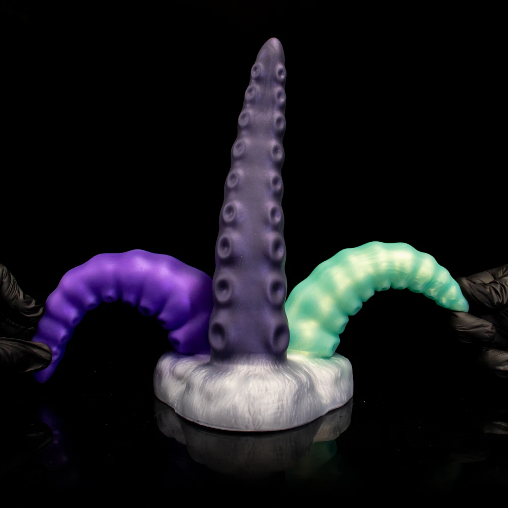 أعماق البحار استدعاء البلاتين سيليكون متعدد اللمس الشرج المكونات مع التدرج اللون الملمس تحفيز للعب الكبار الرجال #3