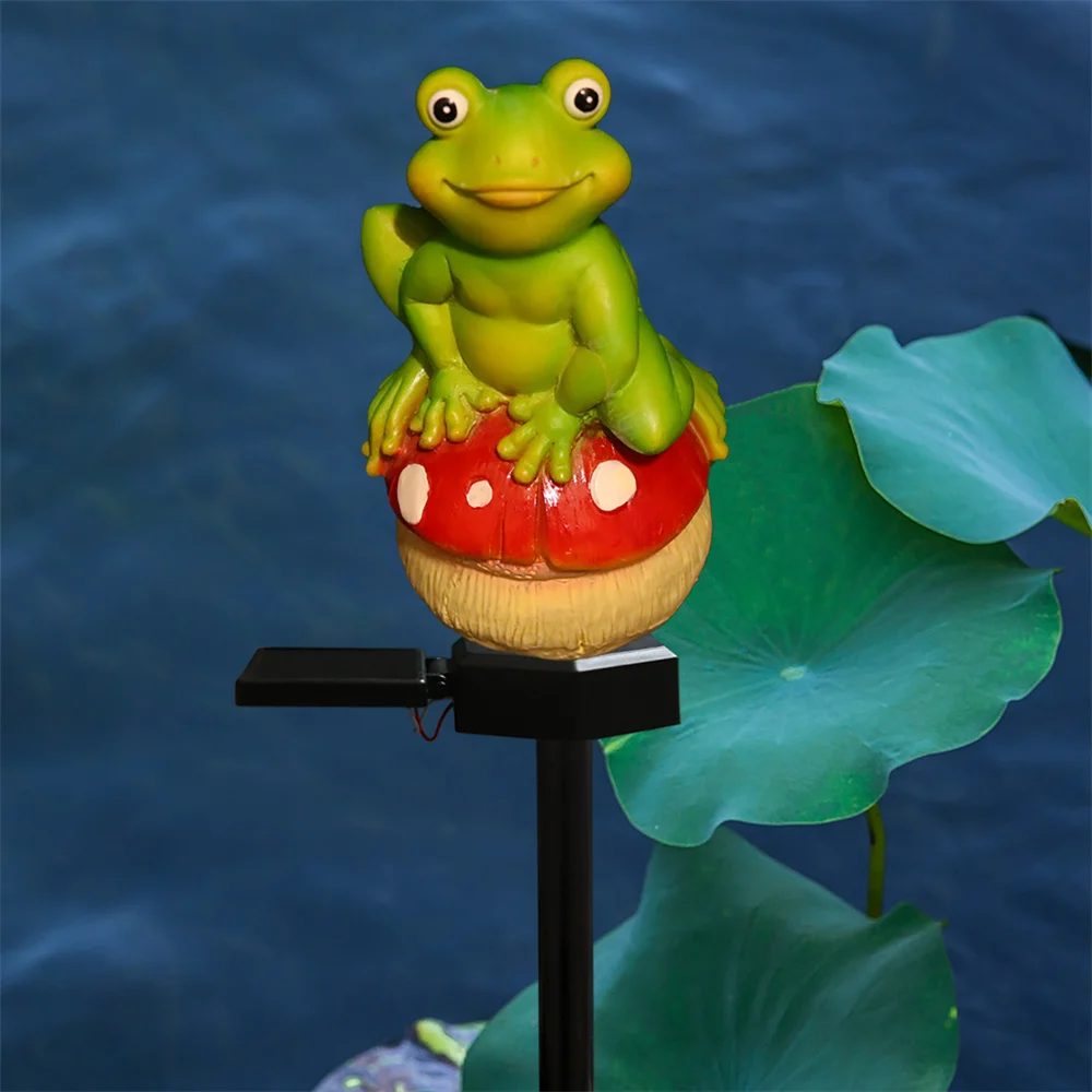 

Solar Cute Frog Ground Plug Lamp Outdoor Garden Lawn Light Night Light Waterproof Art Decorative Lighting Garden Floor Lights